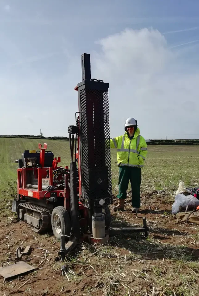 Shallow borehole drilling using the BGS Dando Drilling rig © BGS UKRI.