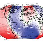 IGRF-13 map of declination angle (in degrees east or west of true north) for 2020. © UKRI