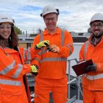 Dr Mike Spence, Director of Science for the UK Geoenergy Observatories, receives the keys to the Cheshire Observatory from AECOM, principal contractor for construction of the site. Source: BGS © UKRI