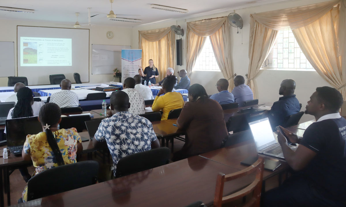 Sophia and Job engaging with stakeholders at a stakeholder workshop (KMFRI in Kisumu). Source: J Isaboke