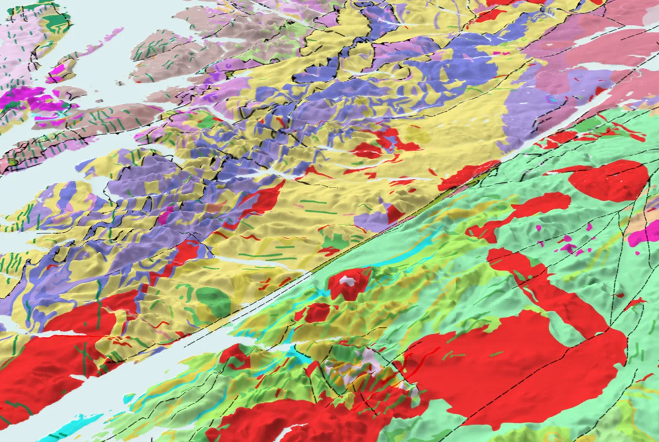 Map showing rock type and lithology