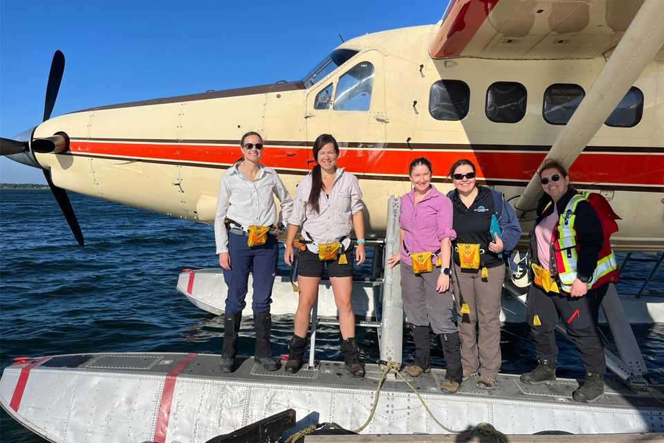 Day one of fieldwork on the EGRET project, heading to the Fraser Lakes REE-enriched pegmatites on a float plane from La Ronge.