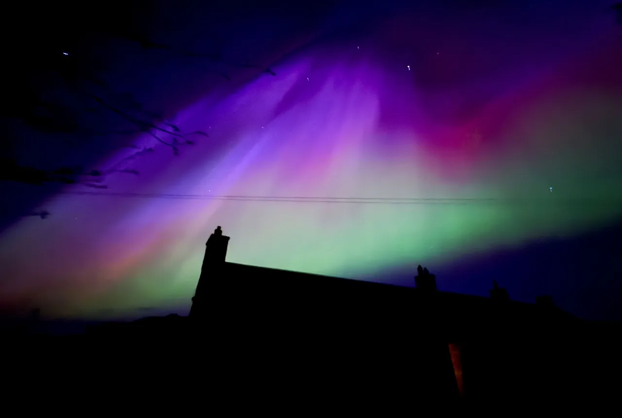 Aurora Borealis over Mount Lothian, Midlothian in 2024. BGS © UKRI.