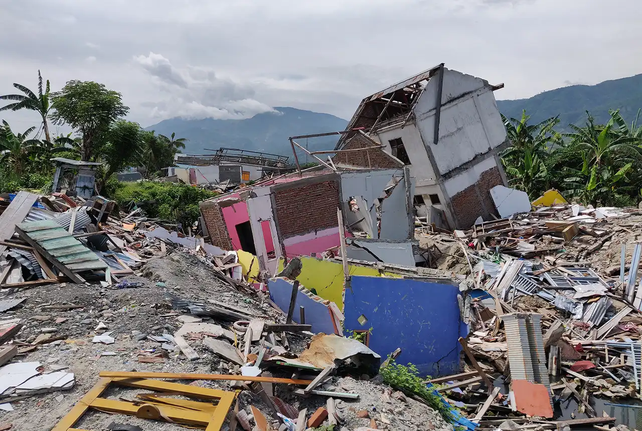 Damage in Palu, Indonesia following the devastating 2018 magnitude 7.5 earthquake. BGS © UKRI.