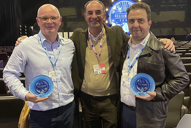 Kieran Parker, Geohazards Geologist at GSNI / BGS, Levent Gorgu, Research Scientist from the School of Computer Science at University College Dublin and Rui Gomes, the AGEO Project Coordinator based at the University of Lisbon. BGS © UKRI