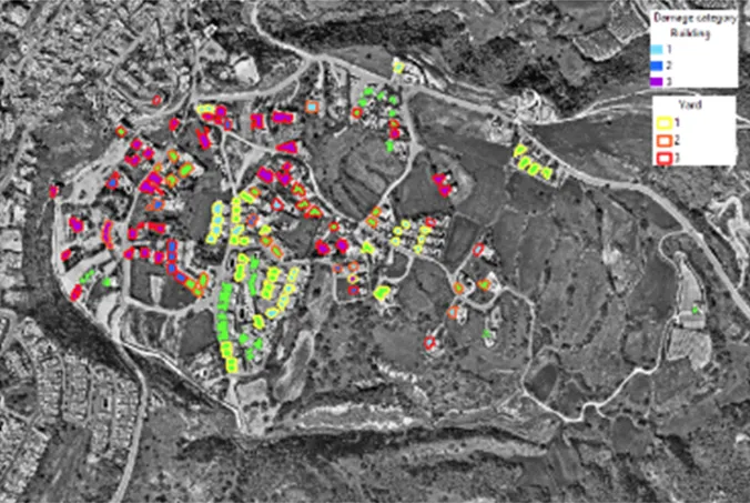 Building damage assessment identifying what was affected.
