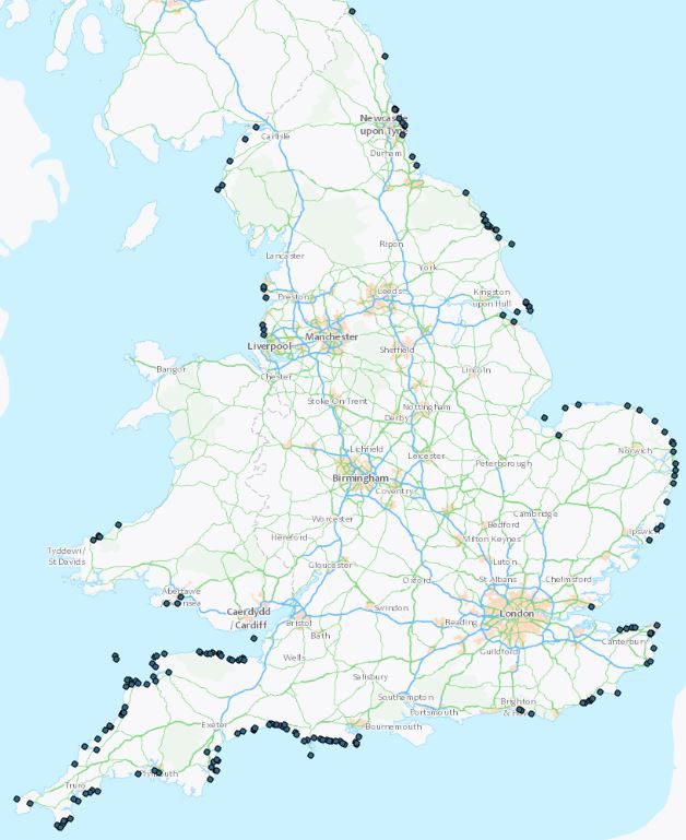 Example data GeoCoast Open historic data.