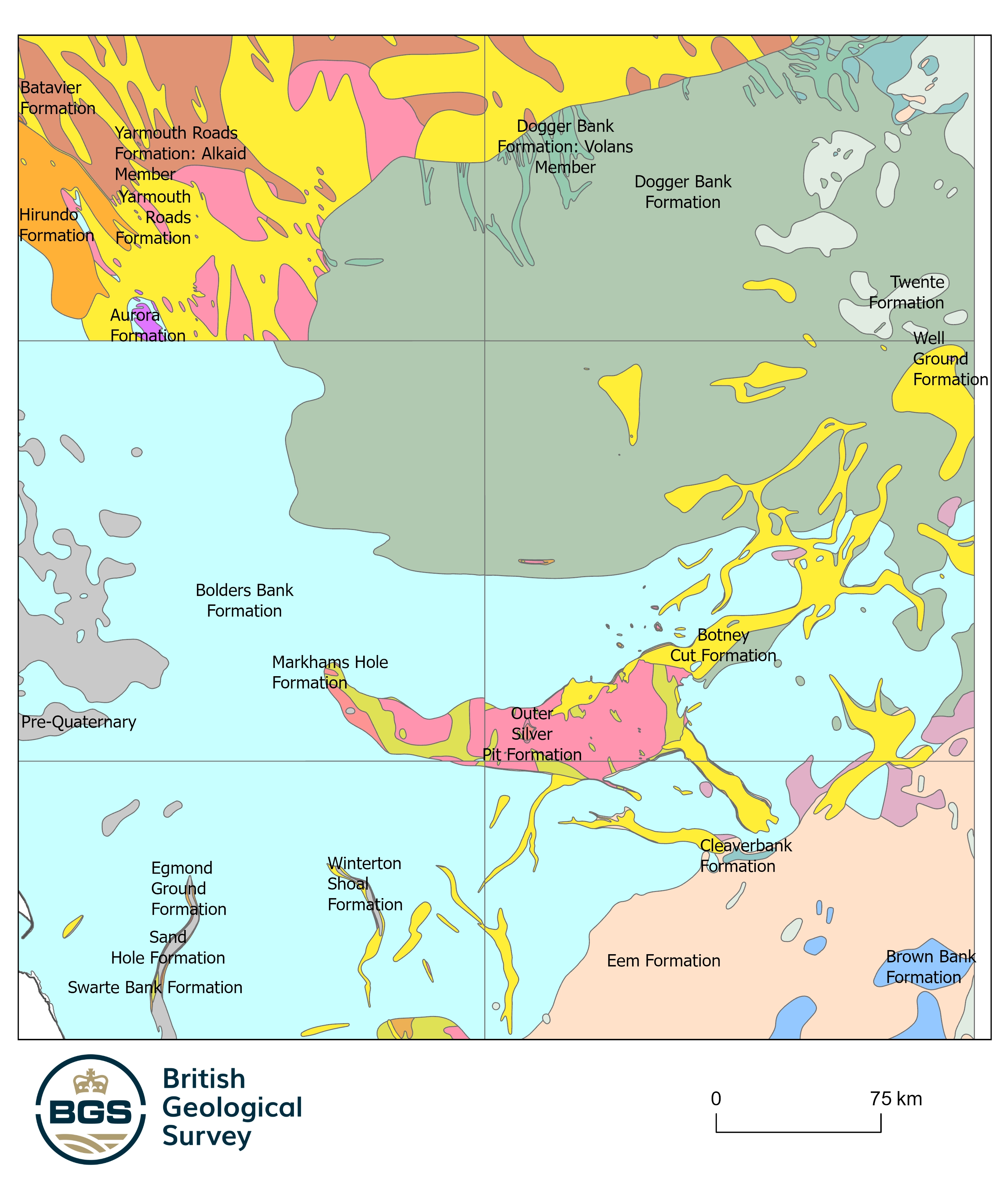 Example of the BGS offshore quaternary 250K dataset. BGS © UKRI.
