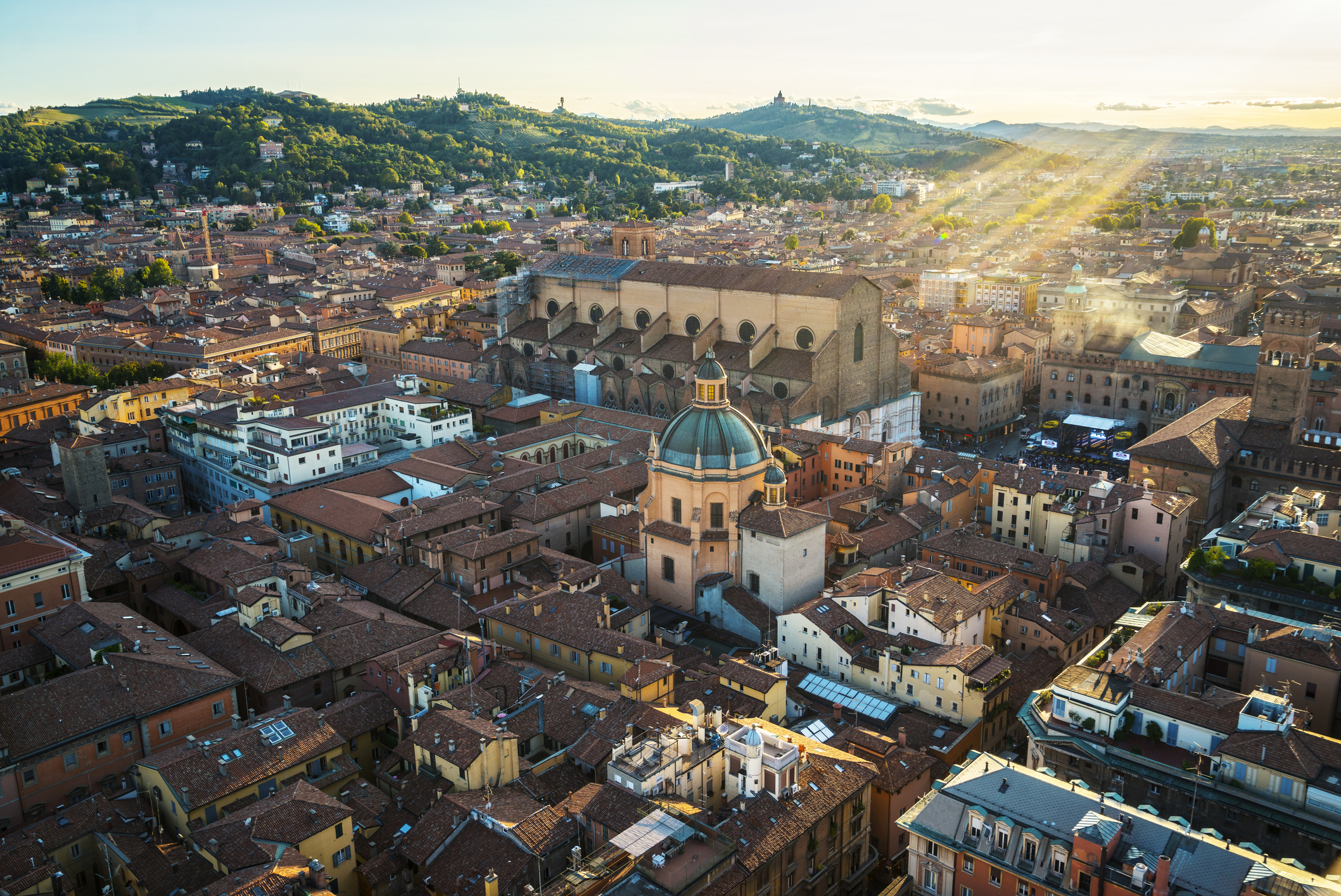 Aerial view of Bologna, Image taken from the famous "Asinelli" tower, Bologna, Italy. © ozgurdonmaz / iStockPhoto.com