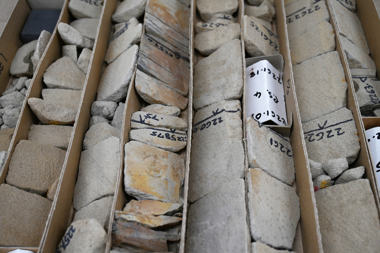 Borehole core in the NGR recovered from BP well 21/10- 6 in 1976. BGS © UKRI 2026.